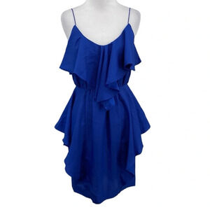 Julie Dillon Slip Dress Womens Size 2 Blue Ruffle Sleeveless Scoop Nightout Mini
